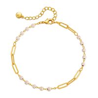Simple Style Classic Style Round Turquoise Copper Plating 18k Gold Plated Bracelets sku image 1