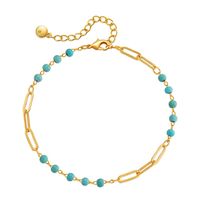 Simple Style Classic Style Round Turquoise Copper Plating 18k Gold Plated Bracelets main image 3