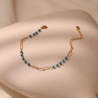 Simple Style Classic Style Round Turquoise Copper Plating 18k Gold Plated Bracelets main image 2