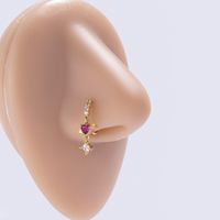 Style Ig Forme De Cœur Œil Papillon Le Cuivre Placage Incruster Zircon Piercing Au Nez main image 4