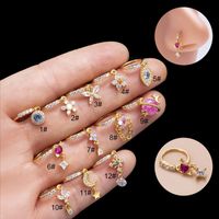 Style Ig Forme De Cœur Œil Papillon Le Cuivre Placage Incruster Zircon Piercing Au Nez main image 6