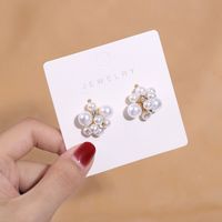 Ig Style Sweet Flower Alloy Plating Inlay Artificial Pearls Rhinestones Gold Plated Women's Ear Studs main image 4