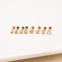 1 Piece Lip Rings Simple Style Round Water Droplets Heart Shape 316 Stainless Steel  Pure Titanium Copper Plating Inlay Zircon main image 3