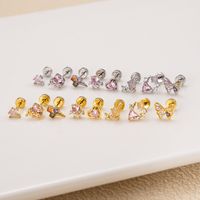 1 Piece Ear Cartilage Rings & Studs IG Style Heart Shape Butterfly Copper Plating Inlay Zircon main image 5