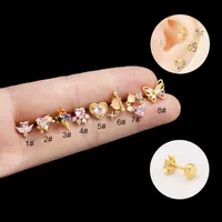 1 Pièce Boucles D'Oreilles Cartilage Style IG Forme De Cœur Papillon Le Cuivre Placage Incruster Zircon sku image 10