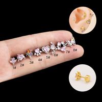 1 Piece Ear Cartilage Rings & Studs IG Style Heart Shape Butterfly Copper Plating Inlay Zircon main image 2