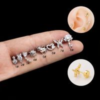 1 Piece Ear Cartilage Rings & Studs Fashion Heart Shape Owl Butterfly Copper Plating Inlay Zircon main image 3