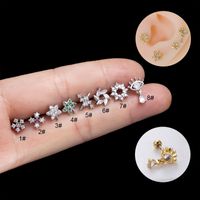 1 Piece Ear Cartilage Rings & Studs IG Style Star Eye Flower Copper Plating Inlay Zircon sku image 2