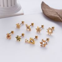 1 Piece Ear Cartilage Rings & Studs IG Style Star Eye Flower Copper Plating Inlay Zircon main image 2