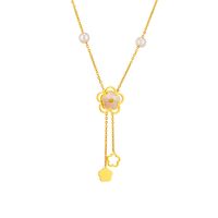 Titan Stahl Süss Einfacher Stil Perle Überzug Inlay Quaste Blume Acryl Halskette Mit Anhänger sku image 1