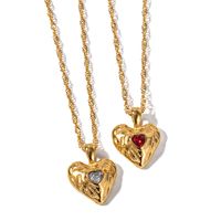Simple Style Heart Shape Stainless Steel Plating Zircon 18k Gold Plated Pendant Necklace main image 2