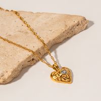 Simple Style Heart Shape Stainless Steel Plating Zircon 18k Gold Plated Pendant Necklace main image 5