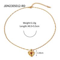 Simple Style Heart Shape Stainless Steel Plating Zircon 18k Gold Plated Pendant Necklace sku image 2