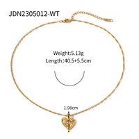 Simple Style Heart Shape Stainless Steel Plating Zircon 18k Gold Plated Pendant Necklace sku image 1