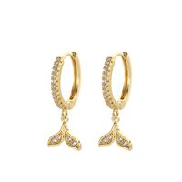 1 Pair Ig Style Commute Fish Tail Plating Inlay Copper Zircon Gold Plated Silver Plated Drop Earrings main image 6