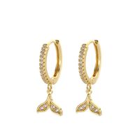 1 Pair Ig Style Commute Fish Tail Plating Inlay Copper Zircon Gold Plated Silver Plated Drop Earrings sku image 1