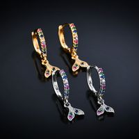 1 Pair Ig Style Commute Fish Tail Plating Inlay Copper Zircon Gold Plated Silver Plated Drop Earrings main image 1