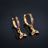 1 Pair Ig Style Commute Fish Tail Plating Inlay Copper Zircon Gold Plated Silver Plated Drop Earrings main image 4