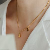 304 Stainless Steel 18K Gold Plated Chinoiserie Simple Style Plating Chinese Character Gourd Pendant Necklace main image 5