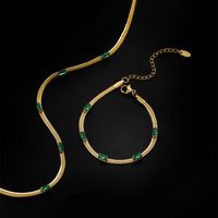 Edelstahl 304 18 Karat Vergoldet Einfacher Stil Überzug Inlay Quadrat Künstliche Strasssteine Halskette main image 1