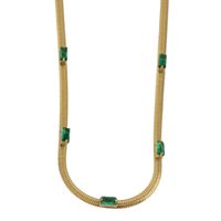 Edelstahl 304 18 Karat Vergoldet Einfacher Stil Überzug Inlay Quadrat Künstliche Strasssteine Halskette main image 2