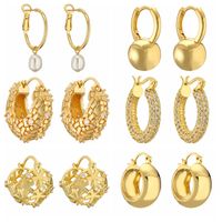 1 Pair Streetwear Geometric Plating Inlay Copper Zircon Gold Plated Hoop Earrings Drop Earrings Ear Studs main image 1