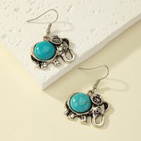 Casual Retro Elephant Alloy Plating Inlay Turquoise Rhinestones Women's Drop Earrings main image 1