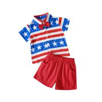 Independence Day Casual American Flag Printing Cotton Boys Clothing Sets sku image 1