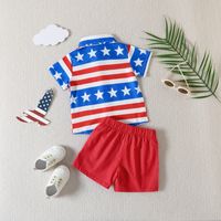 Independence Day Casual American Flag Printing Cotton Boys Clothing Sets main image 5
