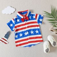Independence Day Casual American Flag Printing Cotton Boys Clothing Sets main image 6