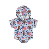 Independence Day Casual American Flag Printing Cotton Baby Rompers main image 4