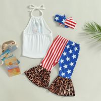 Independence Day Simple Style Portrait Printing Stripe Printing Cotton Girls Clothing Sets main image 6