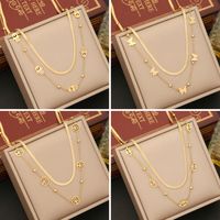 Stainless Steel 18K Gold Plated Artistic Plating Palm Eye Butterfly Layered Necklaces main image 1