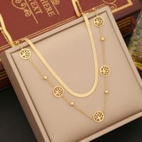 Stainless Steel 18K Gold Plated Artistic Plating Palm Eye Butterfly Layered Necklaces sku image 3