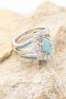 Vintage Style Round Marble Alloy Inlay Turquoise Rhinestones Women's Rings sku image 10