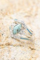 Vintage Style Round Marble Alloy Inlay Turquoise Rhinestones Women's Rings main image 1