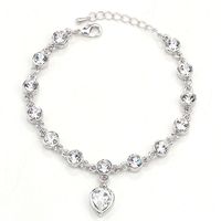 Simple Style Heart Shape Alloy Inlay Rhinestones Women's Bracelets sku image 4
