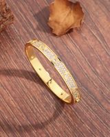 Casual Modern Style Round Copper Plating Inlay Zircon 18k Gold Plated Bangle main image 1
