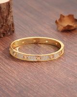 Casual Modern Style Round Copper Plating Inlay Zircon 18k Gold Plated Bangle main image 3