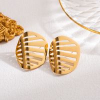 1 Pair Ig Style Oversized C Shape Semicircle Plating Three-dimensional Stainless Steel 18k Gold Plated Ear Studs sku image 6