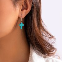 Simple Style Classic Style Commute Cross Round Turquoise Irregular Three-dimensional Women's Drop Earrings main image 5