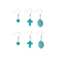 Simple Style Classic Style Commute Cross Round Turquoise Irregular Three-dimensional Women's Drop Earrings main image 3