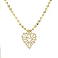 Brillante Pentagrama Forma De Corazón Cobre Enchapado Embutido Circón Chapado En Oro Collar Colgante sku image 1