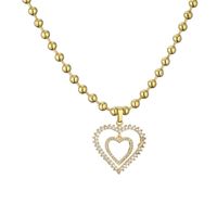 Shiny Pentagram Heart Shape Copper Plating Inlay Zircon Gold Plated Pendant Necklace sku image 3
