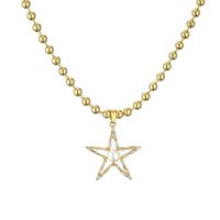 Glänzend Pentagramm Herzform Kupfer Überzug Inlay Zirkon Vergoldet Halskette Mit Anhänger main image 3