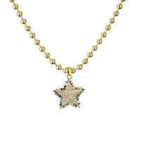Shiny Pentagram Heart Shape Copper Plating Inlay Zircon Gold Plated Pendant Necklace sku image 2