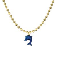 Vacation Beach Dolphin Copper Enamel Plating Gold Plated Pendant Necklace sku image 1
