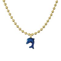 Vacation Beach Dolphin Copper Enamel Plating Gold Plated Pendant Necklace main image 5