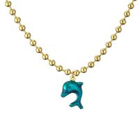 Vacation Beach Dolphin Copper Enamel Plating Gold Plated Pendant Necklace sku image 4