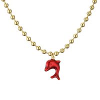 Vacation Beach Dolphin Copper Enamel Plating Gold Plated Pendant Necklace sku image 2